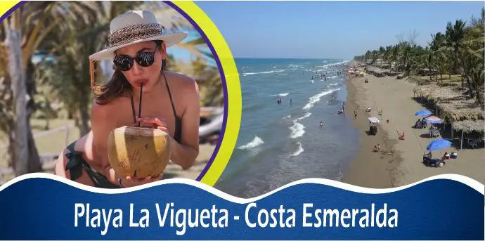 Turista en palmeras Playa La Vigueta - Costa Esmeralda